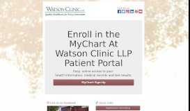 
							         Enroll in the MyChart At Watson Clinic LLP Patient Portal								  
							    