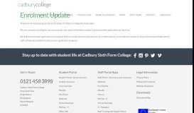 
							         Enrolment Update | Cadbury Sixth Form College								  
							    