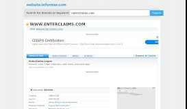 
							         enterclaims.com at WI. EnterClaims Logon - Website Informer								  
							    