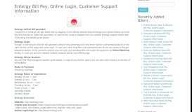 
							         Entergy Bill Pay, Online Login, Customer Support Information								  
							    