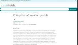 
							         Enterprise information portals | The Electronic Library | Vol 18, No 5								  
							    