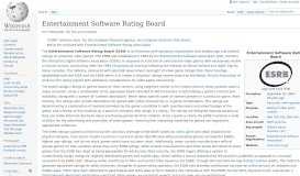 
							         Entertainment Software Rating Board - Wikipedia								  
							    