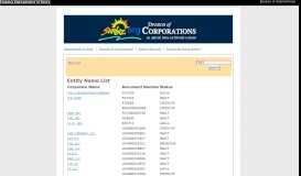 
							         Entity Name List - Search for Corporations, Limited Liability ...								  
							    