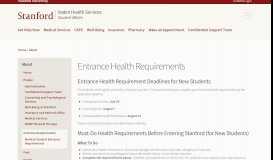 
							         Entrance Health Requirements | Vaden Health Center								  
							    