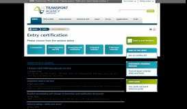 
							         Entry certification - NZTA Vehicle Portal - VIRMs - NZ Transport Agency								  
							    