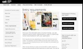 
							         Entry requirements - University of the Arts London								  
							    