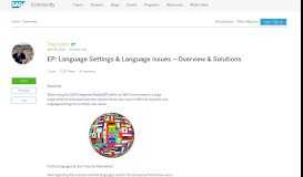 
							         EP: Language Settings & Language Issues – Overview ... - SAP Blogs								  
							    