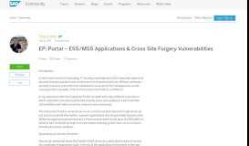 
							         EP: Portal – ESS/MSS Applications & Cross Site Forgery ... - SAP Blogs								  
							    