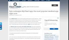 
							         Epic redesigns MyChart app, the most popular medical app right now ...								  
							    