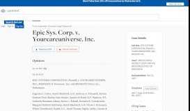 
							         Epic Sys. Corp. v. Yourcareuniverse, Inc, 244 F. Supp. 3d 878 | Casetext								  
							    