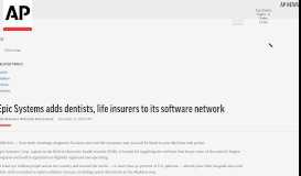 
							         Epic Systems adds dentists, life insurers to its software network								  
							    