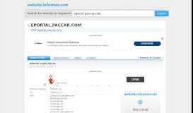 
							         eportal.paccar.com at WI. ePortal Login Issues - Website Informer								  
							    