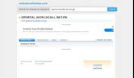 
							         eportal.worldcall.net.pk at WI. Employee Portal - Website Informer								  
							    