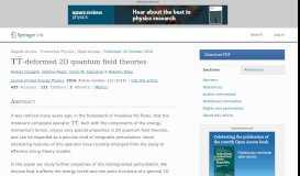 
							         [equation]-deformed 2D quantum field theories | SpringerLink								  
							    