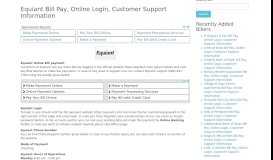
							         Equiant Bill Pay, Online Login, Customer Support Information								  
							    
