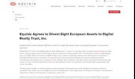 
							         Equinix Agrees to Divest Eight European Assets to Digital Realty Trust ...								  
							    