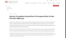
							         Equinix Completes Acquisition of European Data Center Provider ...								  
							    