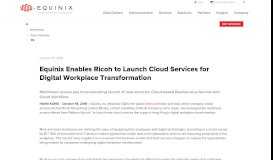 
							         Equinix Enables Ricoh to Launch Cloud Services for Digital ...								  
							    