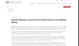 
							         Equinix Renews Leases for Five Data Centers with Digital Realty								  
							    