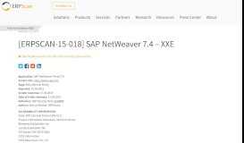 
							         [ERPSCAN-15-018] SAP NetWeaver 7.4 - XXE								  
							    