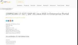 
							         [ERPSCAN-17-027] SAP AS Java XSS in Enterprise Portal								  
							    