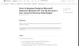 
							         Error in Business Portal in Microsoft Dynamics Business GP: You do ...								  
							    