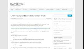 
							         Error logging for Microsoft Dynamics Portals | It Ain't Boring								  
							    