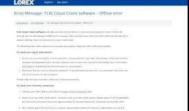 
							         Error Message: FLIR Cloud Client software - Lorex Support ...								  
							    