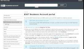 
							         ESET Business Account portal - ESET Online help								  
							    