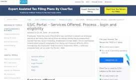 
							         ESIC Portal – Services Offered, Process , login and eligibility - ClearTax								  
							    