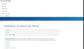 
							         eSourcing Portal | legal definition of eSourcing Portal by Lawinsider.com								  
							    