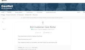 
							         Esri Customer Care Portal | GeoNet, The Esri Community | GIS and ...								  
							    
