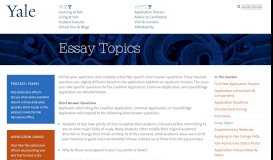 
							         Essay Topics | Yale College Undergraduate Admissions								  
							    