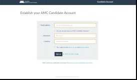 
							         Establish your AMC Candidate Account - AMC Account								  
							    