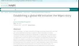 
							         Establishing a global KM initiative: the Wipro story | Journal of ...								  
							    