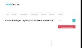 
							         eTenet Employee Login Portal at secure.etenet.com – LOGIN ...								  
							    