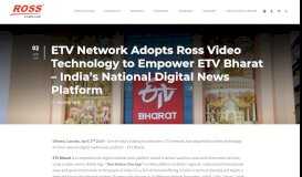 
							         ETV Network Adopts Ross Video Technology to Empower ETV Bharat ...								  
							    