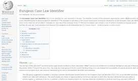 
							         European Case Law Identifier - Wikipedia								  
							    