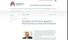 
							         European Commission appoints Mauro Ferrari as next ERC President ...								  
							    