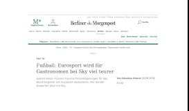 
							         Eurosport ist jetzt über Sky empfangbar: Gastronomen zahlen drauf ...								  
							    