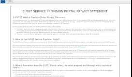 
							         EUSST Service Provision Portal Privacy Statement								  
							    