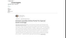 
							         Everest Launches Online Portal For Special Event Coverage								  
							    