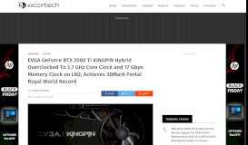 
							         EVGA GeForce RTX 2080 Ti KINGPIN Achieves 3DMark World Record								  
							    