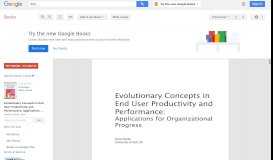 
							         Evolutionary Concepts in End User Productivity and Performance: ...								  
							    