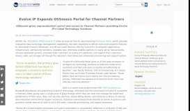 
							         Evolve IP Expands OSSmosis Portal for Channel Partners ...								  
							    