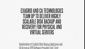 
							         ExaGrid and CA Technologies Team Up to Deliver Highly Scalable ...								  
							    