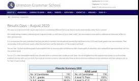 
							         Examination Results – Urmston Grammar School								  
							    