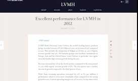 
							         Excellent performance of LVMH in 2014 - LVMH								  
							    