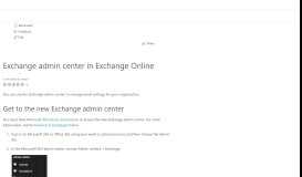 
							         Exchange admin center in Exchange Online | Microsoft Docs								  
							    