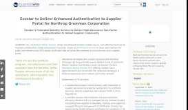 
							         Exostar to Deliver Enhanced Authentication to Supplier Portal for ...								  
							    